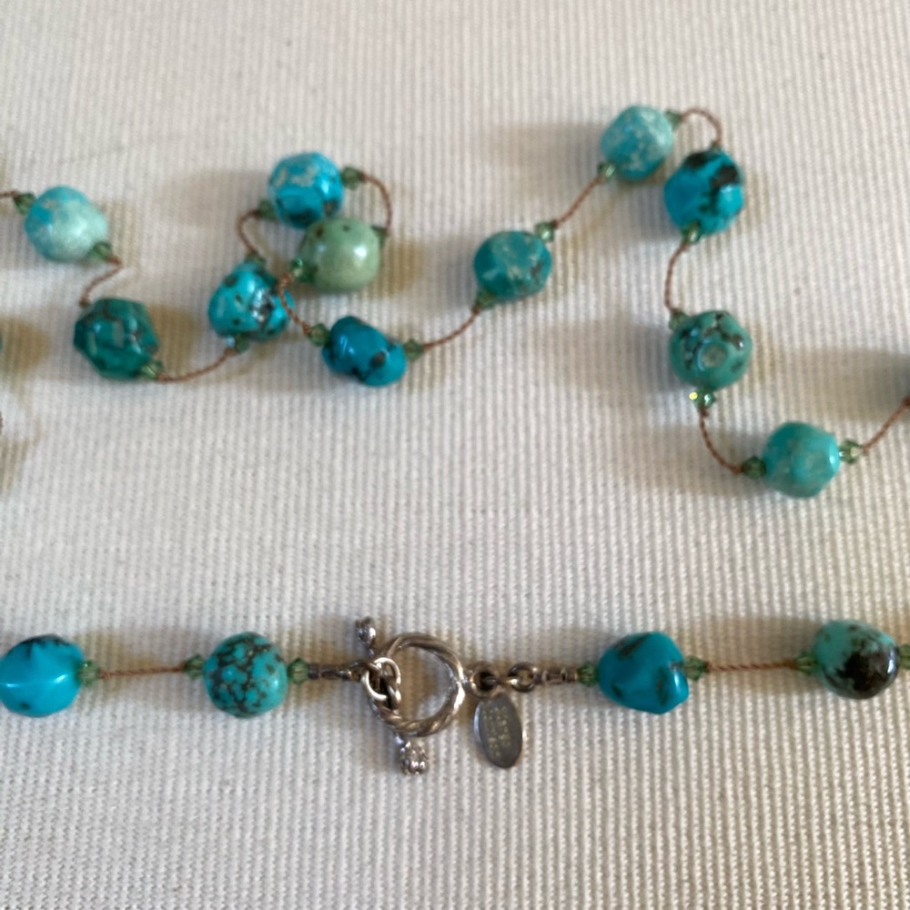 MARGO MORRISON TURQUOISE NECKLACE 36” HANDMADE - Picture 9 of 15